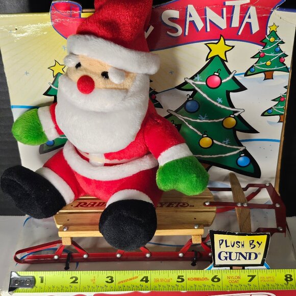 Jolly Santa Plush by Gund On Radio Flyer Sled Toy Inbox - Picture 9 of 9
